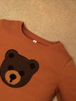 One Friday Baby Boys Orange Teddy Embroidered Sweat Shirt