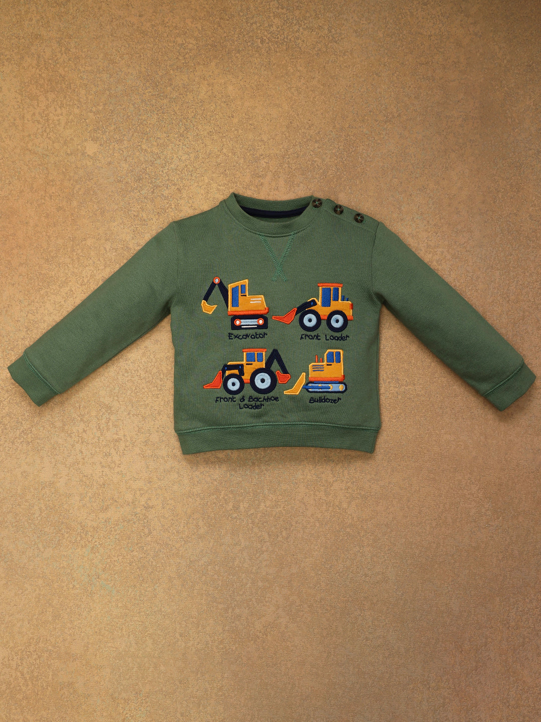 One Friday Baby Boys Green Solid Sweat Shirt