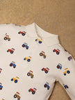 One Friday Baby Boys White Vehicle Print BodySuit