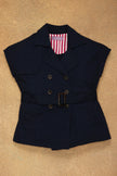 One Friday Kids Girls Navy Blue Sleeveless Cotton Jacket