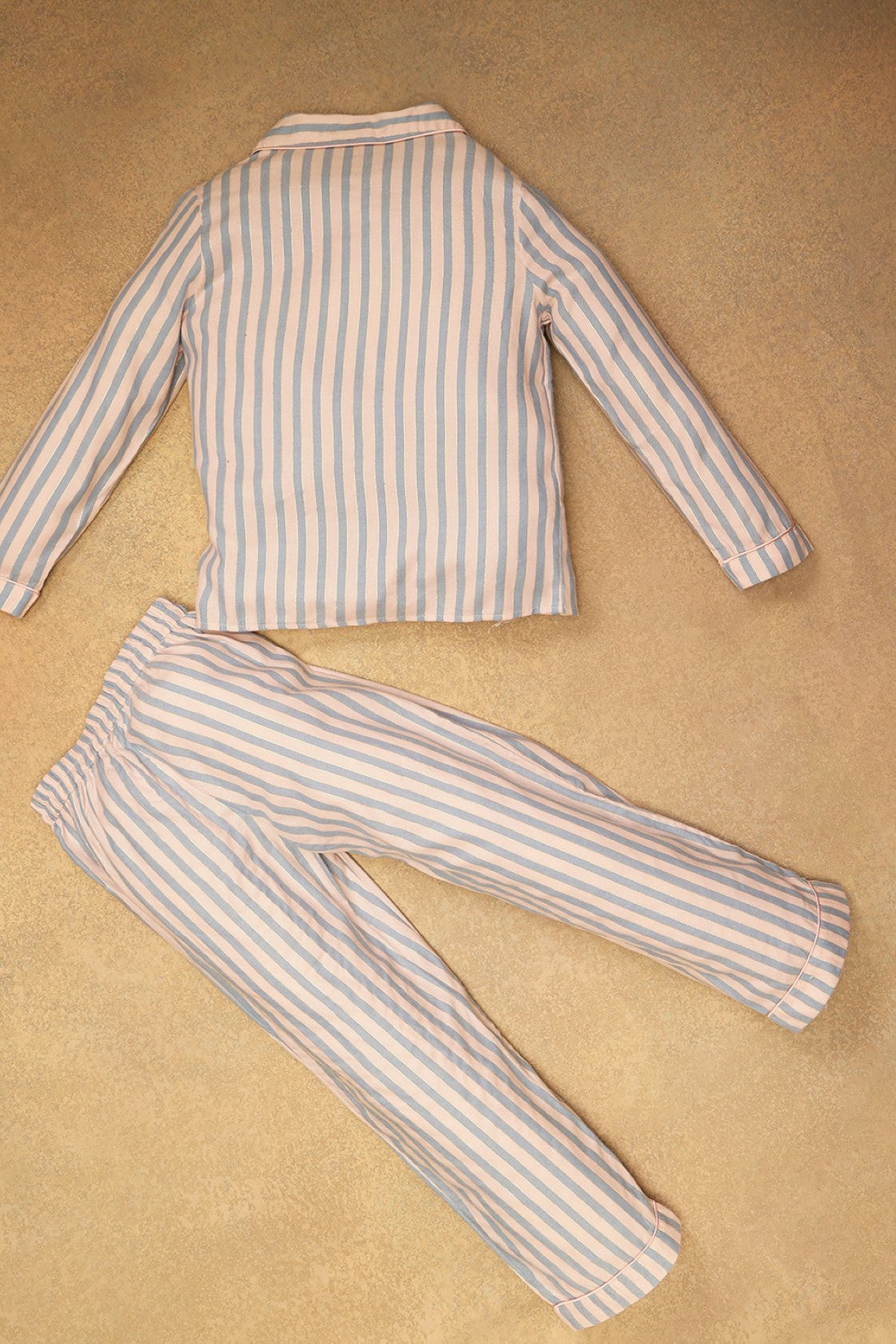 One Friday Kids Girls Pink & Grey Stripes Night Suit