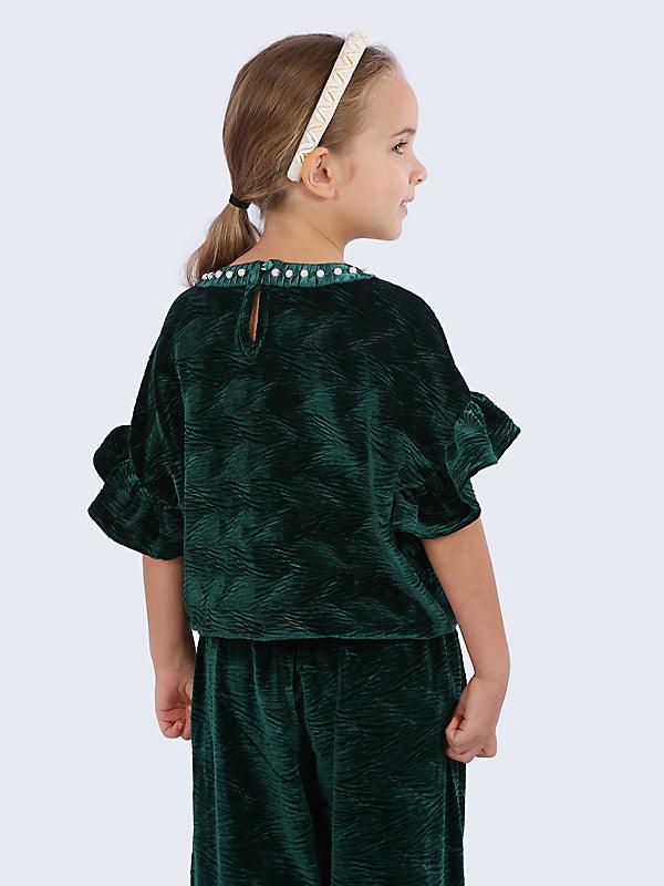 One Friday Kids Girls Green Solid Top