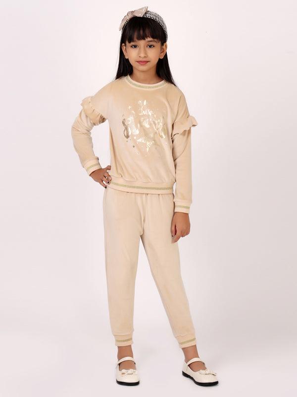 One Friday Kids Girls Beige Relaxed Knitted Trouser - One Friday World