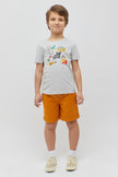 One Friday Baby Boys Grey Texture T-Shirt with Fun Prints - One Friday World