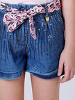 One Friday Blue Denim Sequin Shorts - One Friday World