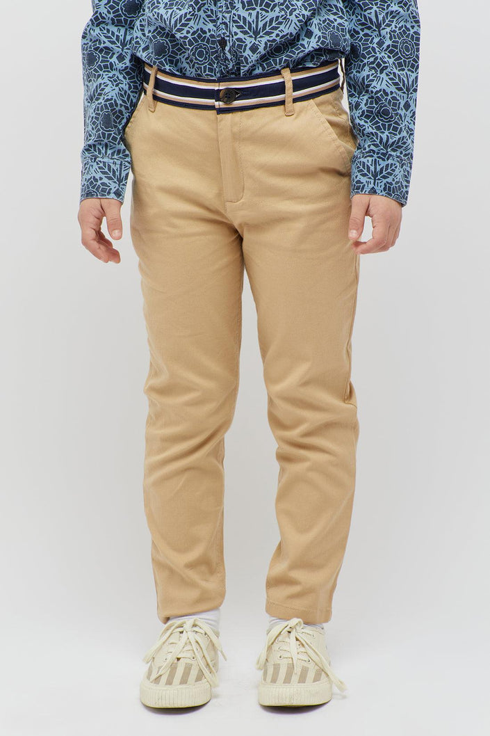 One Friday Striped Waist Beige Trouser - One Friday World