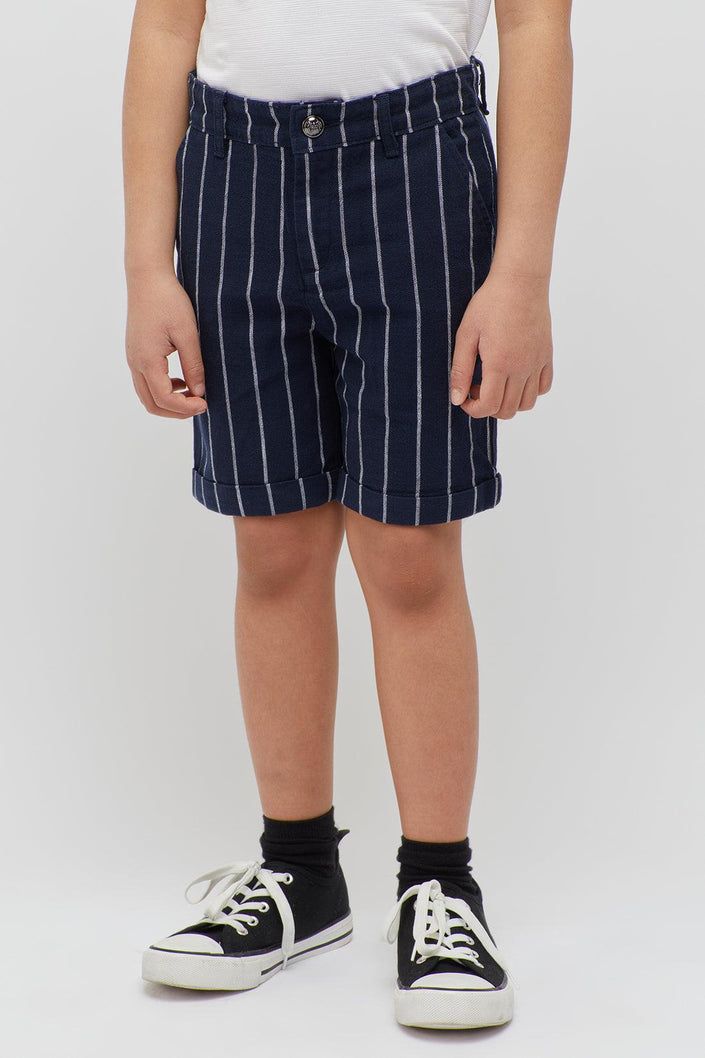 One Friday Navy Blue Striped Shorts - One Friday World