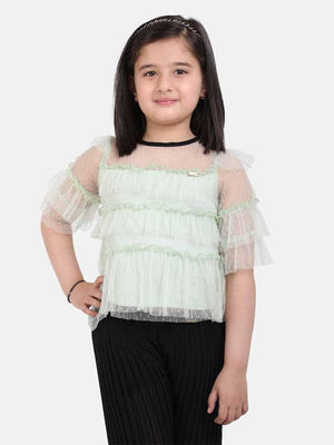 One Friday Mint Frill Top - One Friday World