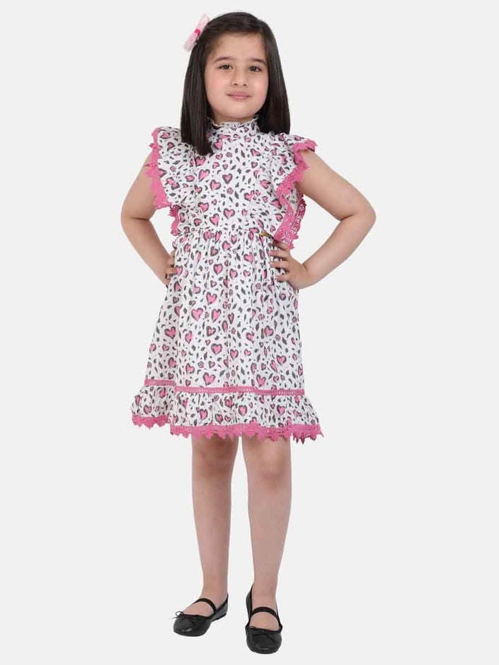 One Friday Pink Frill Printed Dress - One Friday World