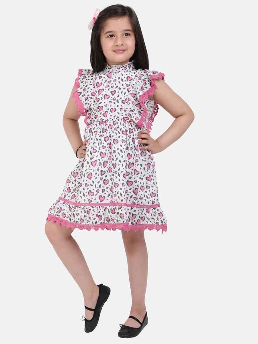 One Friday Pink Frill Printed Dress - One Friday World