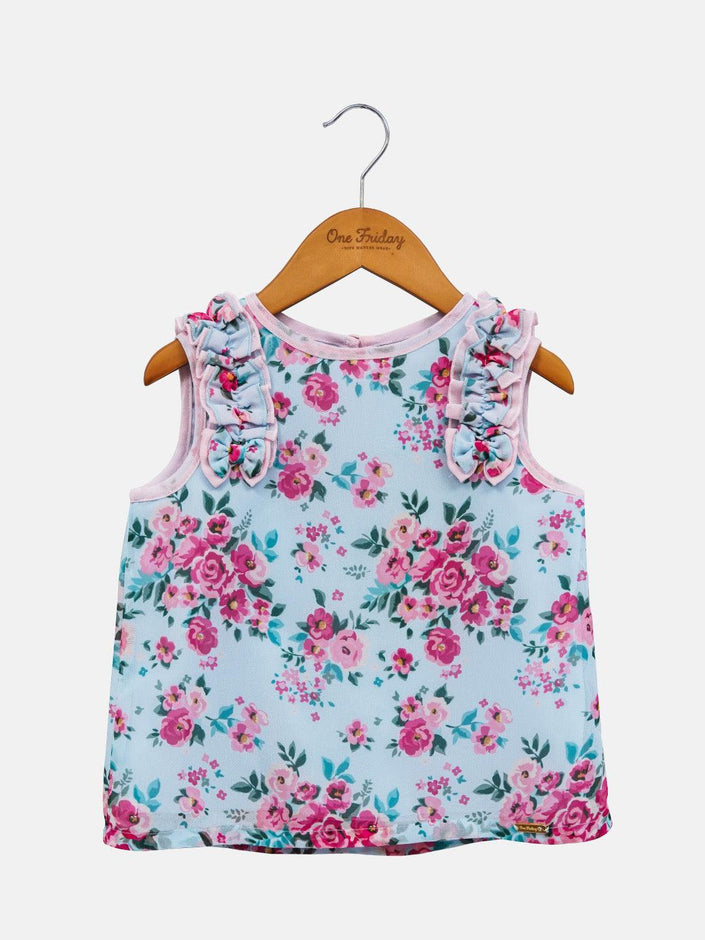 One Friday Blue Floral Printed Top - One Friday World