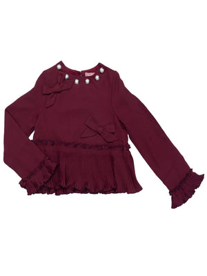 One Friday Wine Pleated Top - One Friday World