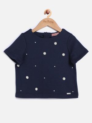 One Friday Navy Blue Sleeves Top - One Friday World