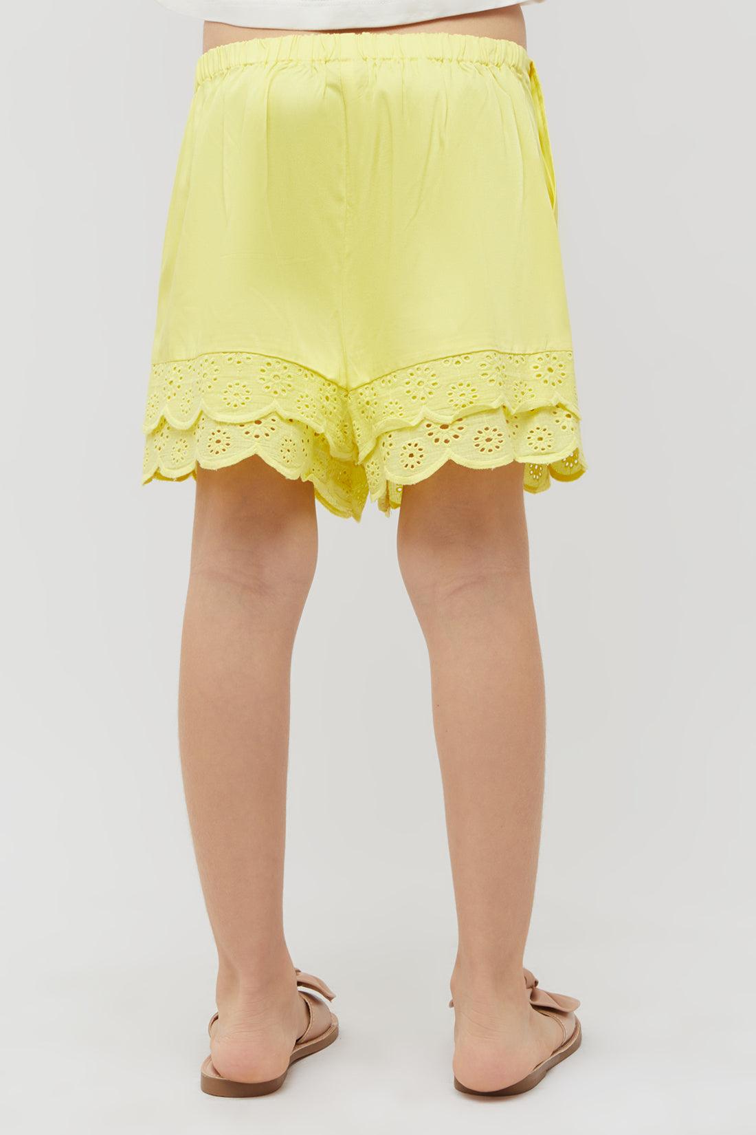 One Friday Yellow Lace Shorts - One Friday World