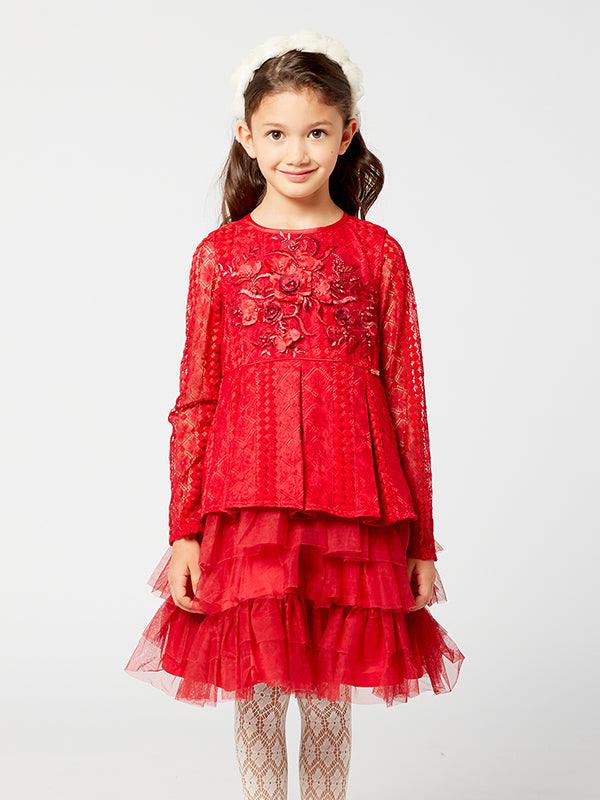 One Friday Red Lace Party Dress - One Friday World