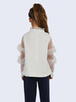 One Friday Off-white Frill Sleeve Top - One Friday World