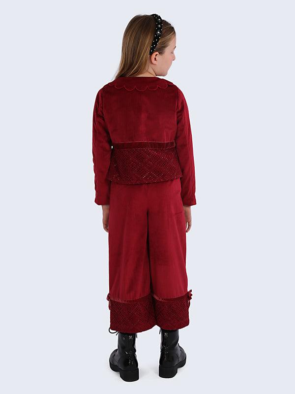 Red Corduroy Frill Jacket - One Friday World