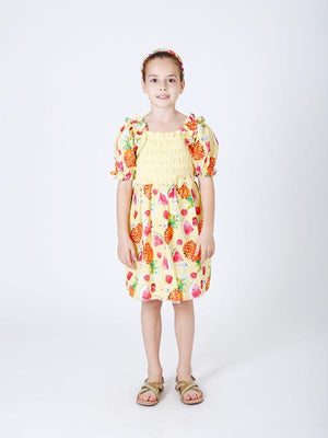 One Friday Yellow Multi Fruit Printed Dress - One Friday World